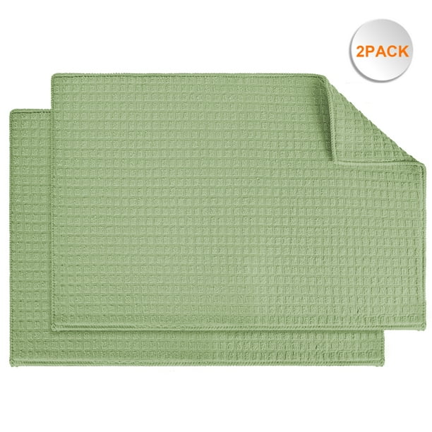 Reversible Dish Drying Mat for Kitchen Counter Absorbent Drying Pad Green